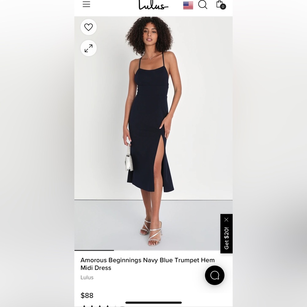 Never Worn - Lulus Navy Blue Trumpet Hem Midi Dress Size Medium